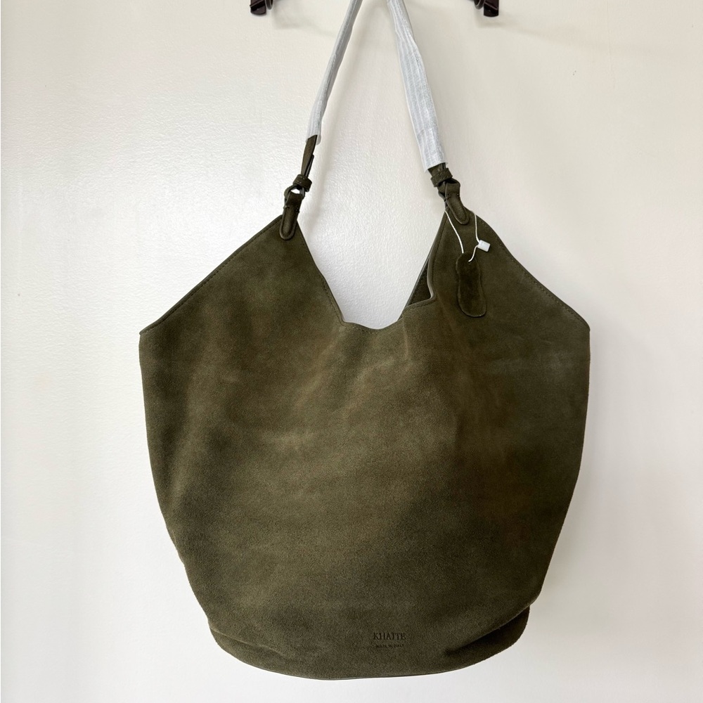 Olive Green Suede Tote Bag